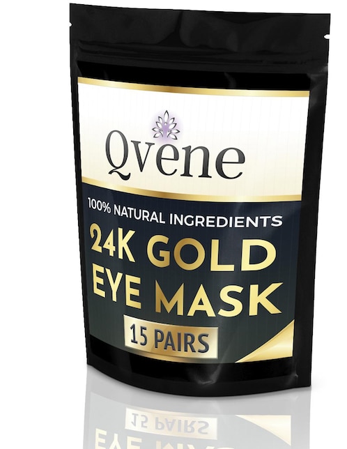 QVENE Set 15 pares mascarillas hidratantes contorno ojos de colágeno con partículas de oro 24K Qvene
