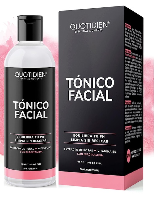 Tonico Facial con Agua de Rosas, Niacinamida y Colágeno Skin Care Facial Quotidien 350ml