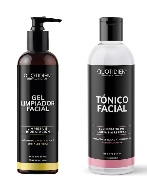 Kit Gel Limpiador + Tonico Facial con Vitamina C y Colágeno Skin Care Facial Quotidien