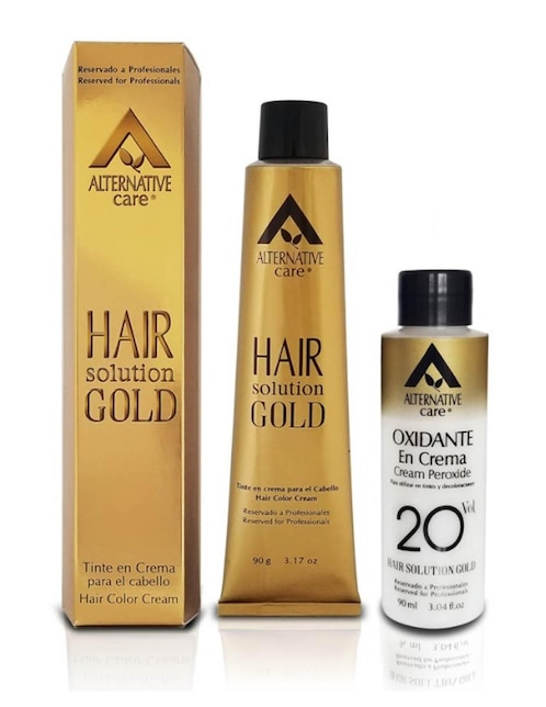 Tinte para cabello Hair Solution Gold Alternative Care tono 1.1 Azabache