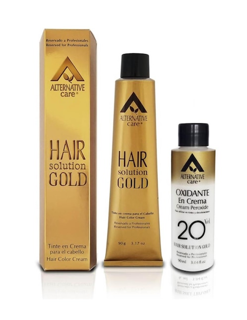 Tinte para cabello Hair Solution Gold Alternative Care tono 1.0 negro profundo