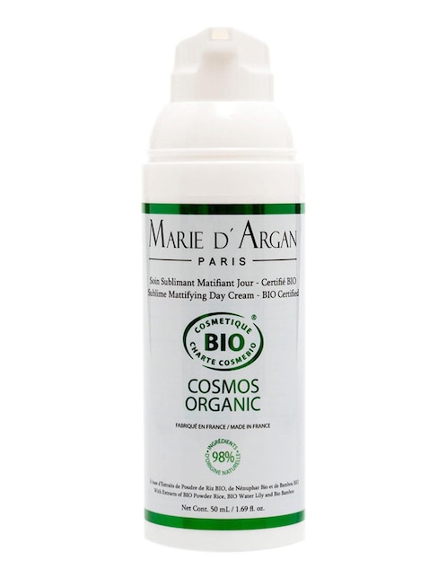Crema facial recomendada para matificar e hidratar día Marie D' Argan Línea Orgánica para todo tipo piel