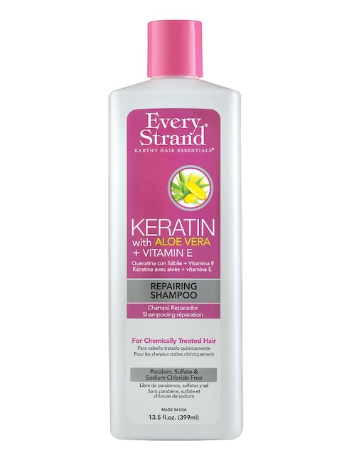 Shampoo reparador para cabello Keratin with Aloe Vera + Vitamin E