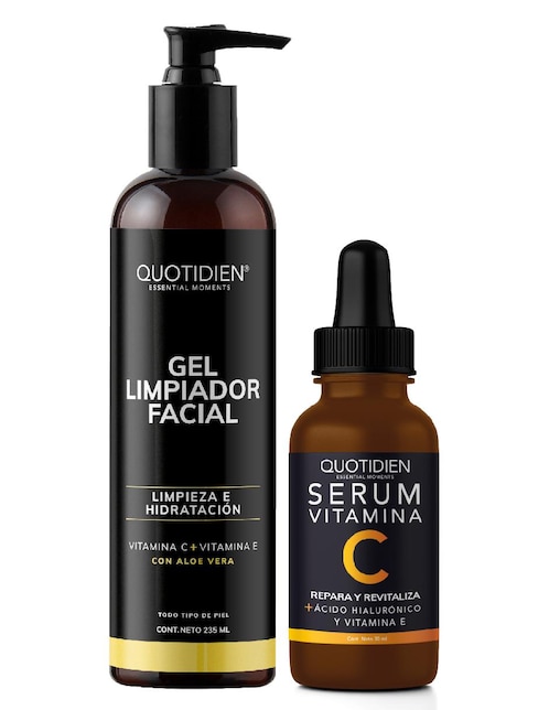 Kit Gel Contorno de Ojos + Serum Vitamina C y Acido Hialuronico Skin Care Suero Facial Quotidien