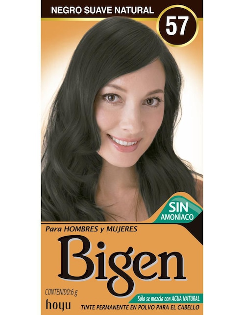 Tinte para cabello permanente en polvo Bigen Naturales tono 2.1 negro azulado
