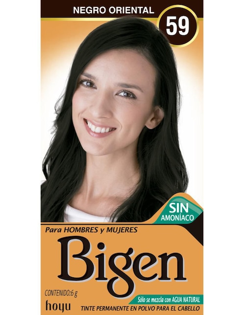 Tinte para cabello en polvo Bigen Tintes Naturales tono 1.0 negro profundo