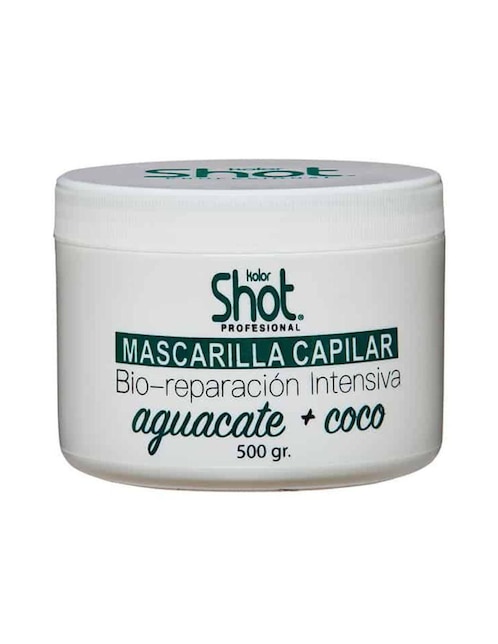 Mascarilla capilar Bio Reparacion Intensiva aguacate y coco para hidratar Kolor Shot Profesional