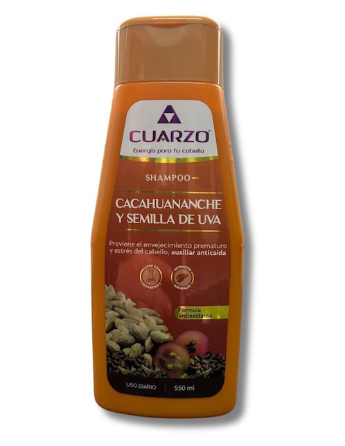 Shampoo anticaída para cabello cacahuananche y semilla de uva anticaida Cuarzo