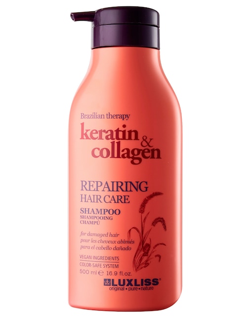 Shampoo reparador para cabello con keratina y colageno Luxliss Hair Care