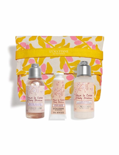 Kit de tratamiento para cuerpo Navidad Trio Cherry Blossom Shimmering hidratante Loccitane