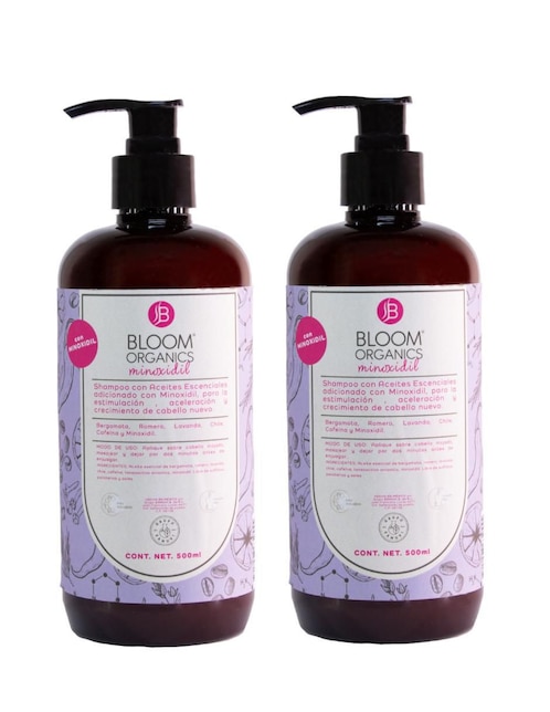 Shampoo anticaída para cabello con Minoxidil Bloom Organics 2 piezas