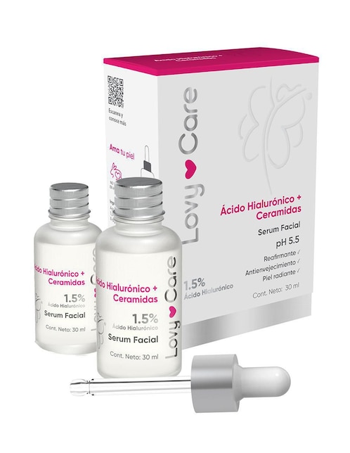 Sérum antiedad facial Ácido Hialurónico y Ceramidas Lovy Care de piel mixta