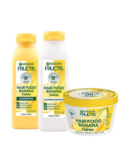 Set capilar Hair Food Garnier Fructis Banana para todo tipo 3 piezas