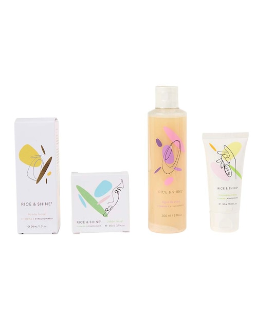 Kit tratamiento facial y corporal Revitalizante reafirmante antiedad Rice & Shine