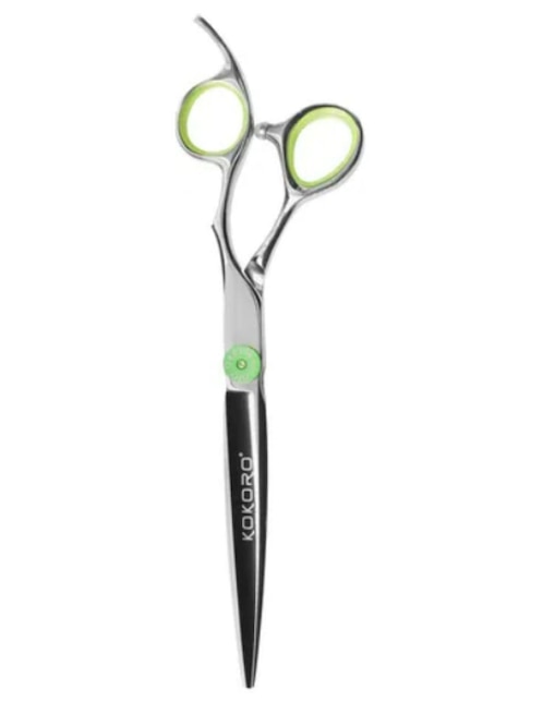 Tijeras para peluquería Kokoro Green punta puntiaguda corte 6