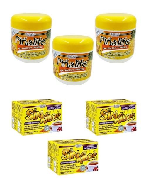 Kit gel corporal reafirmante Gel piñalife & té sin kilos Farvisan