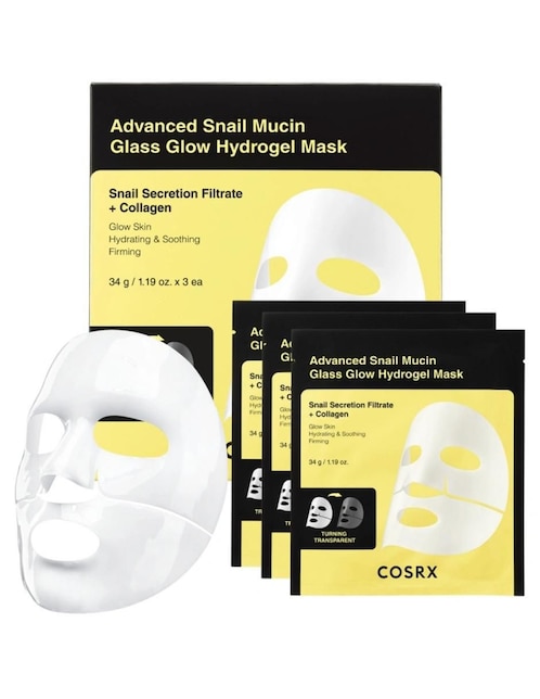 COSRX Mascarilla facial Advanced Snail Mucin Glass Glow hydrogel Mask_3ea para regenerar 30 g