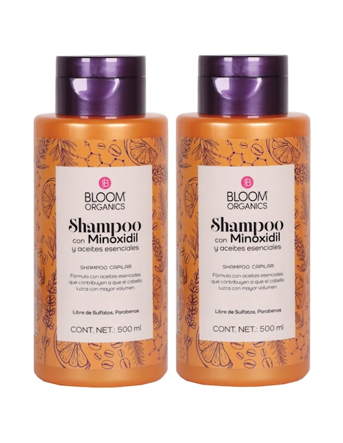 Shampoo anticaída para cabello con Minoxidil Bloom Organics 2 piezas