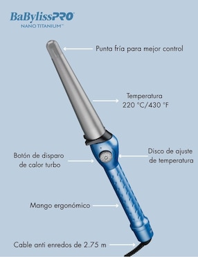 Rizadora de cabello Babyliss BABNT125TBES 28 mm de Nano Titanium