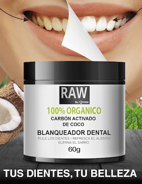 Blanqueador dental Qvene Polvo de Carbón Activado de Coco Orgánico 60 g