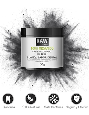 Blanqueador dental Qvene Polvo de Carbón Activado de Coco Orgánico 60 g