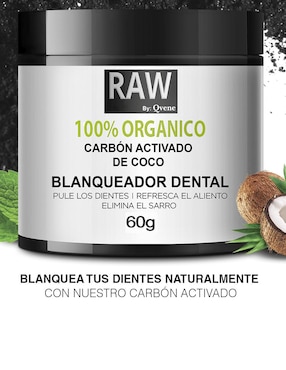 Blanqueador dental Qvene Polvo de Carbón Activado de Coco Orgánico 60 g