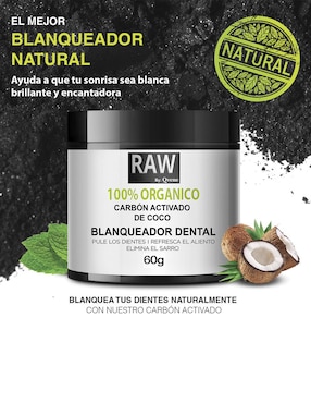 Blanqueador dental Qvene Polvo de Carbón Activado de Coco Orgánico 60 g