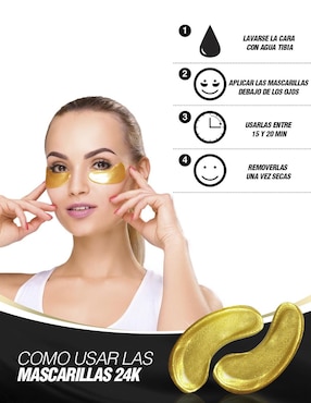 Set 25 pares mascarillas hidratantes contorno ojos de colágeno con partículas de oro 24K Qvene