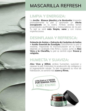 Mascarilla Refresh Hidratante con Arcillas Skin Care Facial Quotidien 50g