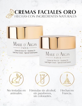 Set de crema facial recomendada para prevenir signos de la edad de día y noche Marie D' Argan para todo tipo piel