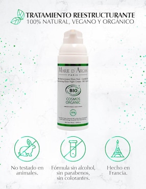 Crema facial recomendada para reafirmar de noche Marie D' Argan Línea Orgánica para piel seca