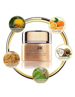 Crema facial recomendada para prevenir signos de la edad día Glo24K para todo tipo piel