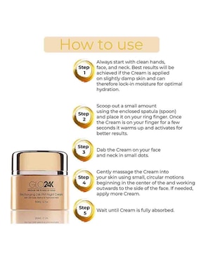Crema facial recomendada para hidratar noche Glo24K para todo tipo piel