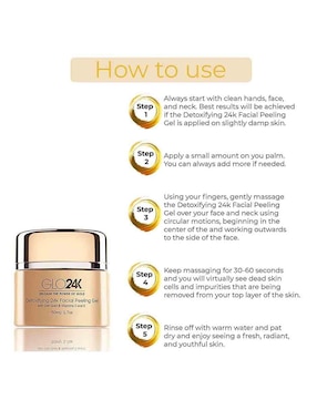 Gel exfoliante facial con oro de 24k GLO24K