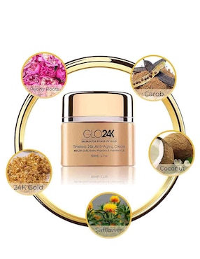 Crema facial recomendada para prevenir signos de la edad noche Glo24K para todo tipo piel