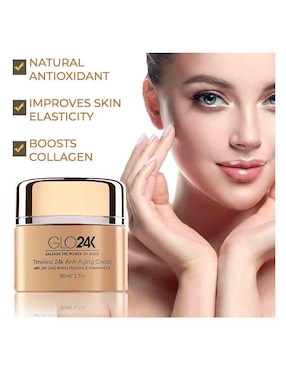 Crema facial recomendada para prevenir signos de la edad noche Glo24K para todo tipo piel