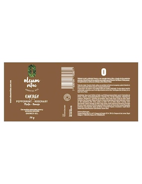 Gel de ducha hidratante con aceite esencial de romero y menta Oleum Vitae para piel mixta