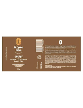Gel de ducha hidratante con aceite esencial de naranja Oleum Vitae para piel mixta