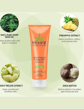 Gel corporal hidratante Piña y Melón Hempz Sweet Pineapple and Melon Wash para todo tipo de piel