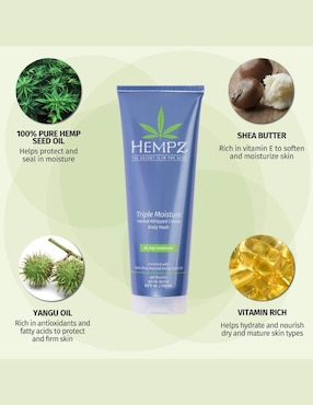 Gel corporal hidratante Herbal Humectante Hempz Triple Whip Body Wash para todo tipo de piel