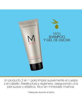 Shampoo hidratante para cabello Doccia Mediterranea Cosmetics Man