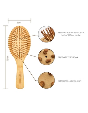 Cepillo para cabello Ecowood de madera
