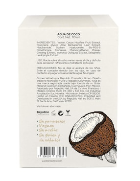 Limpiador facial Pack 2 Agua de Coco hidratante enriquecido con aloe vera y ginseng, 110 ml c/u Yuya para revitalizar