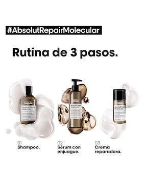 Shampoo reparador para cabello muy dañado Absolut Repair Molecular L'Oreal Professionnel 300 ml