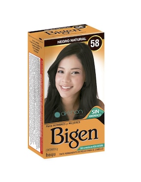 Tinte para cabello permanente en polvo Bigen Naturales tono 1.0 negro profundo