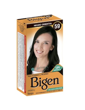 Tinte para cabello permanente en polvo Bigen Naturales tono 1.0 negro profundo