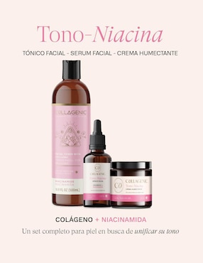 Kit de tratamiento facial antiedad niacinamida: tónico, crema nocturna y serum antiedad Collagenic