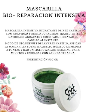Mascarilla capilar Bio Reparacion Intensiva aguacate y coco para hidratar Kolor Shot Profesional