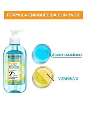 Limpiador facial Garnier Express Aclara Gel de Limpieza Anti Acne 200ml Garnier EXPRESS ACLARA ANTI ACNE para purificar