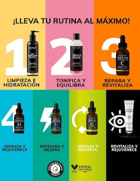 Tratamiento facial Kit Facial Limpiador + tónico + Serum Vitamina C + Suero Acido Hialuronico + niacinamida, gel contorno de ojos  Quotidien Skin Care antiedad